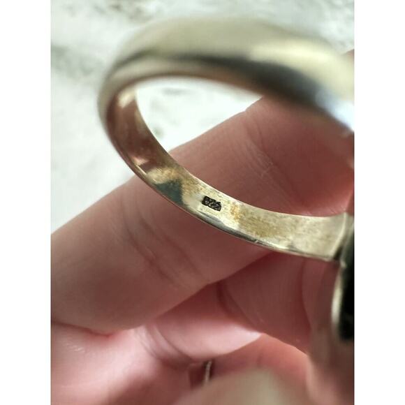 Sterling Silver Native American Pear Chunky Turquoise Ring Size 8 #895 - Picture 7 of 7